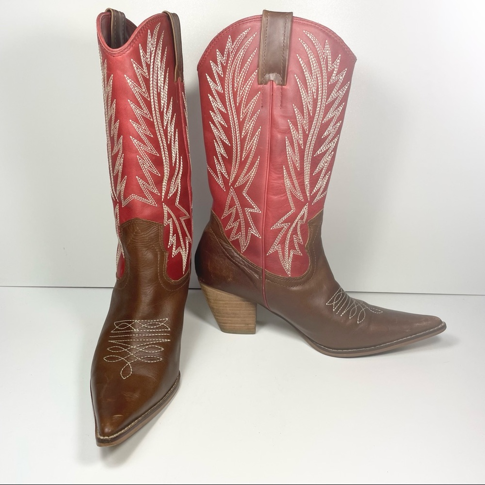 Penny Loves Kenny red cowboy boots Size 6